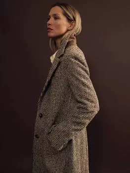 Шерстяное пальто в клетку kai Reiss, коричневый/разноцветный