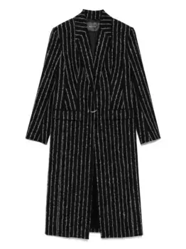 Шерстяное пальто в тонкую полоску Mugler, черный