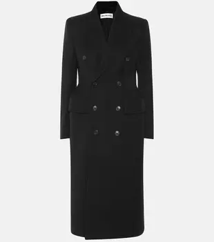 Шерстяное пальто в виде песочных часов BALENCIAGA, черный
