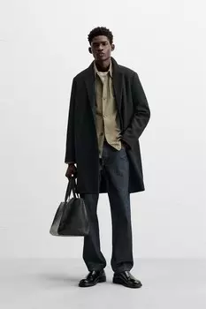 Шерстяное пальто ZARA, черный