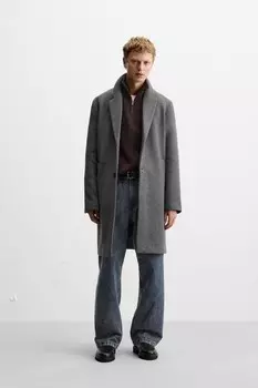 Шерстяное пальто ZARA, серый