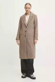 Шерстяное плащ Abercrombie & Fitch, бежевый