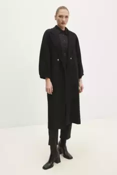 Шерстяное плащ Answear Lab, черный