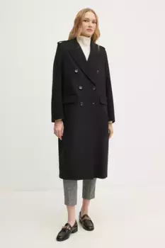 Шерстяное плащ Sisley, черный