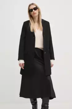 Шерстяное плащ United Colors of Benetton, черный