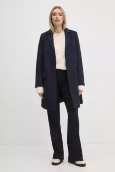 Шерстяное плащ United Colors of Benetton, темно-синий