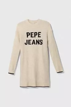 Шерстяное платье для детей Pepe Jeans, бежевый