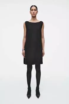 Шерстяное платье-футляр из нескольких панелей Cos, черный