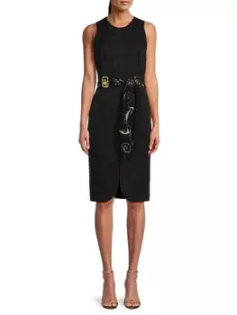 Шерстяное платье-карандаш с завязкой на талии Lanvin, цвет Noir