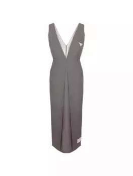 Шерстяное платье макси Erika Cavallini, серый