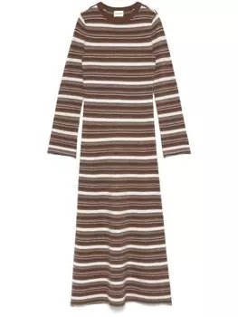 Шерстяное платье макси в полоску Claudie Pierlot, коричневый