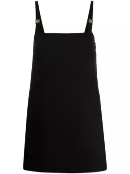 Шерстяное платье мини с логотипом MIU MIU, черный