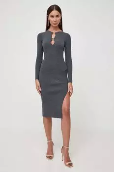 Шерстяное платье Pinko, серый