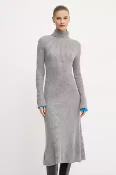 Шерстяное платье Pinko, серый