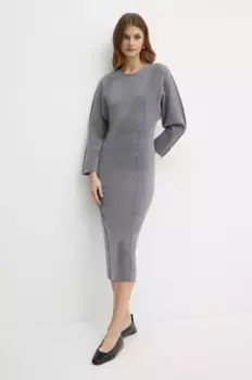 Шерстяное платье Pinko, серый