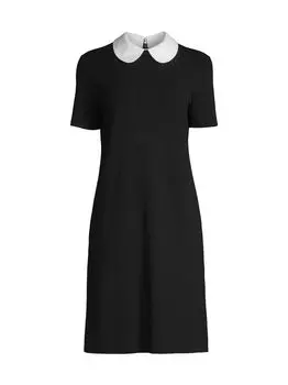 Шерстяное платье с контрастным воротником Tory Burch, черный