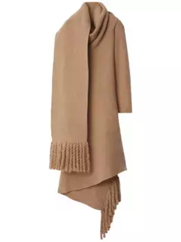 Шерстяное платье с шарфом BURBERRY, коричневый