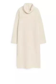 Шерстяное платье с высоким воротником Arket, белый