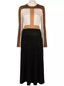 Шерстяное платье в стиле колор-блок Chlo, бежевый