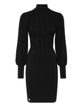 Шерстяное платье-водолазка LS Philipp Plein, черный