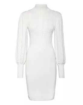 Шерстяное платье-водолазка LS Philipp Plein, белый