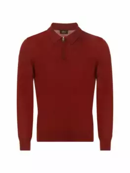 Шерстяное поло на молнии Brioni, бордовый