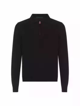 Шерстяное поло на молнии Kiton, черный