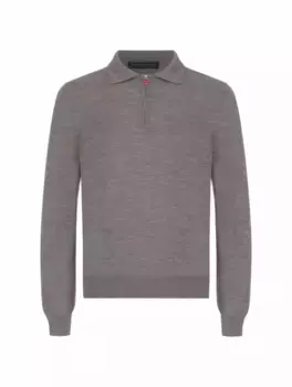 Шерстяное поло на молнии Kiton, серый