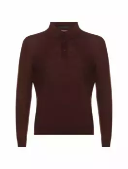 Шерстяное поло с длинными рукавами Kiton, коричневый