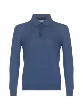 Шерстяное поло с длинными рукавами Kiton, тёмно-синий