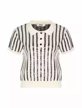 Шерстяное поло с пайетками MSGM, мультиколор