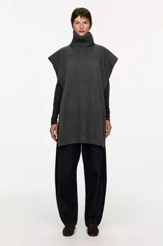 Шерстяное пончо Arket, серый