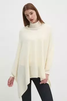 Шерстяное пончо United Colors of Benetton, бежевый