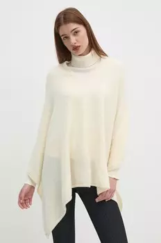 Шерстяное пончо United Colors of Benetton, бежевый