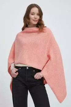 Шерстяное пончо United Colors of Benetton, розовый