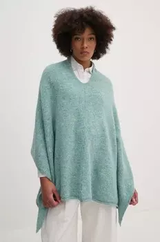 Шерстяное пончо United Colors of Benetton, синий