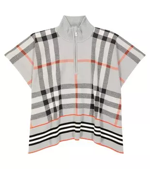 Шерстяное пончо в клетку burberry Burberry Kids, мультиколор