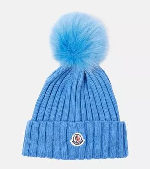 Шерстяной бини Moncler, синий