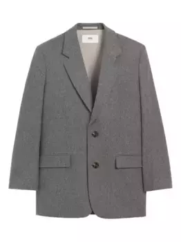 Шерстяной блейзер с меланжевым эффектом AMI Paris, серый