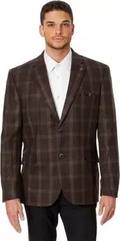 Шерстяной блейзер с нагрудником Johnston & Murphy, коричневый