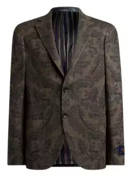 Шерстяной блейзер с принтом пейсли ETRO, коричневый