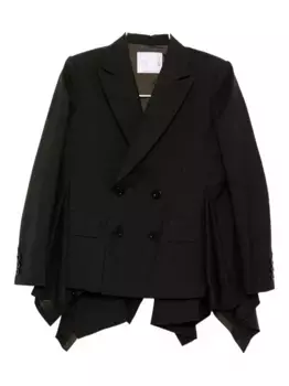 Шерстяной блейзер SACAI, зеленый