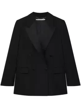 Шерстяной блейзер Tuxedo с атласными лацканами STELLA MCCARTNEY, черный
