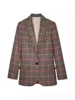 Шерстяной блейзер Vow в ломаную клетку Zadig & Voltaire, цвет chesnut
