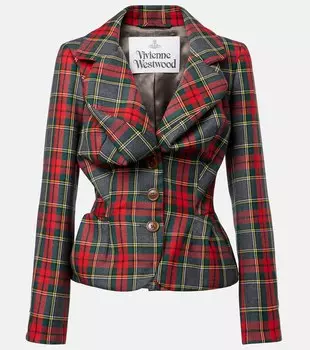 Шерстяной блейзер в клетку Vivienne Westwood, Aw25-Red/Green