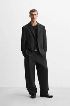 Шерстяной блейзер ZARA, антрацитовый серый