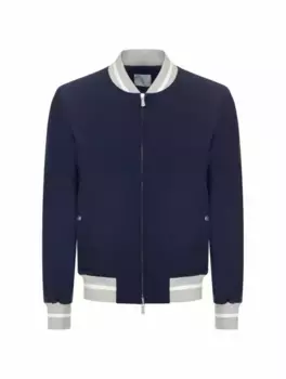 Шерстяной бомбер Eleventy, тёмно-синий