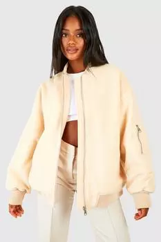 Шерстяной бомбер оверсайз boohoo, белый