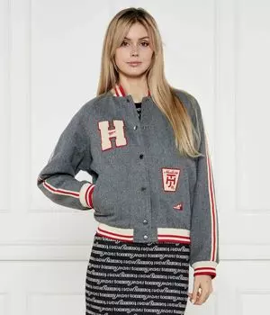 Шерстяной бомбер Regular Fit Tommy Jeans, серый