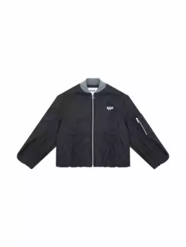 Шерстяной бомбер с логотипом MSGM, серый